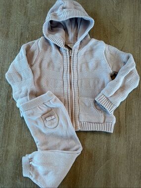 Cozy Hooded Knit Jacket in Light Pink for Kids